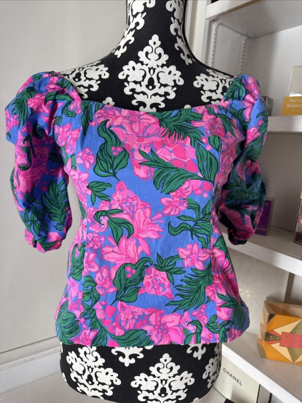 Lilly Pulitzer Women’s 4 Multicolor Floral Off The Shoulder Blouse Top Colorful